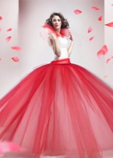 White at red wedding dress