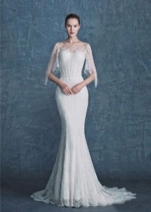 Mermaid Wedding Dress na may Short Sleeve