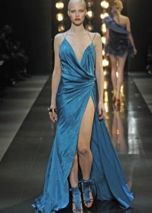 Silk Evening Dress with Drapery