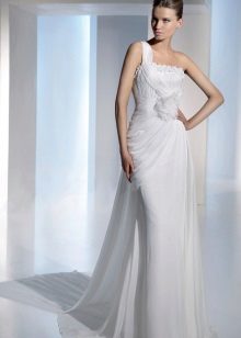 Elegant tuwid pangkasal na damit na may isang bra