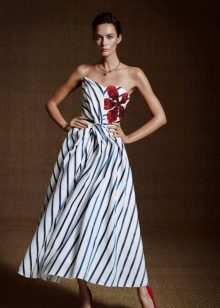 White and black midi dress