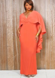 Coral dress sa gabi para sa buong
