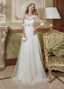 A-line wedding dress na may sinturon