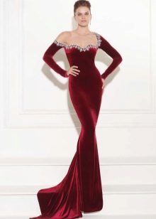 Evening velvet dress mermaid