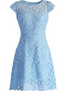 Blue evening dress na may sleeves