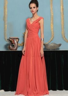 Coral dress ng isang kulay-reddish-terracotta kulay