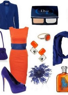 Orange damit na may asul na accessories