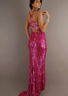 Long dress pusiya hindi pangkaraniwang hiwa ng sequins