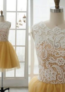 White lace sa mustard dress