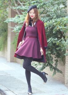 Crimson dress at coat dito