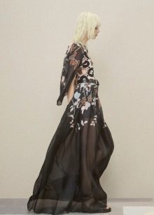 Chiffon dress na may sleeves