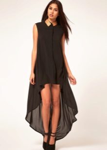Chiffon shirt dress maikling harap mahaba likod