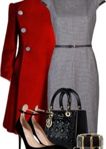 Gray dress with red