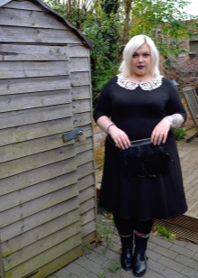 Black dress with a white collar for full