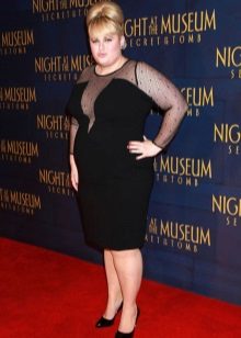 Black evening medium-length dress for full