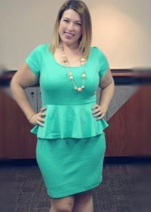 Turquoise dress with basky for a full girl