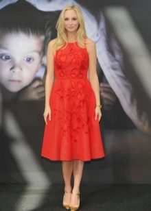 Red midi dress