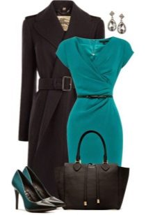 Turquoise dress office, sapatos at accessories