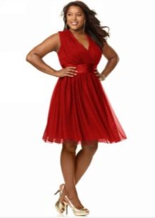 Dress red with a high waist for full