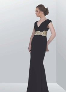Black dress in the Greek style with silver decor