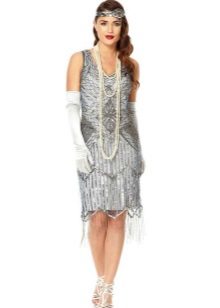 Grey damit sa estilo ng Gatsby sa puting guwantes