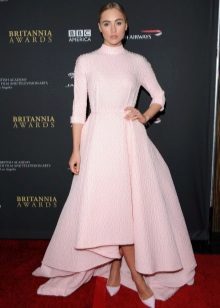 three quarter sleeve pink dress