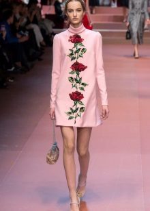 Pink dress with red flowers