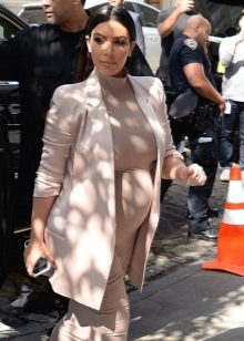 Maternity Long Beige Dress na may Jacket