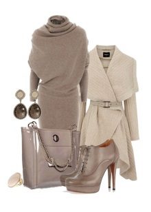 Knitted gray dress and accessories for it for the type of summer Light Summer