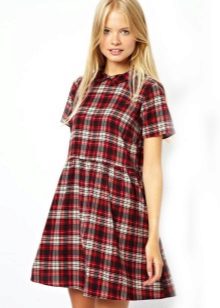 Red dress sa white tartan