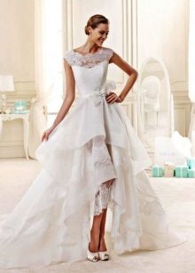 Short front long back lace wedding dress