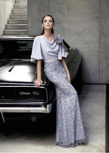 Dress with lace skirt purple