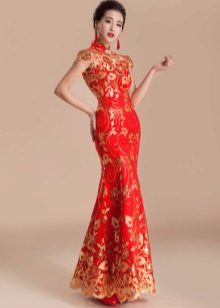Long red dress qipao