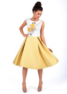 Dilaw at puting neoprene dress