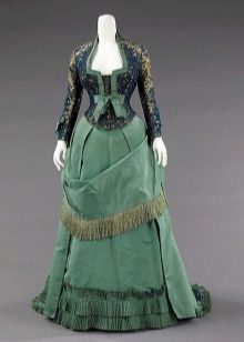 Vintage green dress na may corset