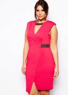 Pink dress with a smell of medium length for full