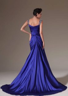 Blue dress na may tren - rear view