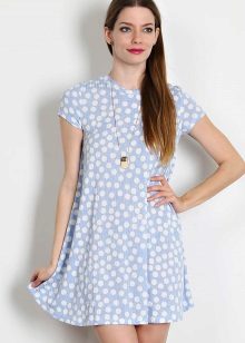 Summer white dress-a-line with polka tuldok