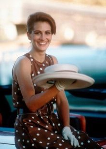 Brown dress sa white polka tuldok mula sa pelikula Pretty Woman - Julia Roberts