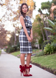 Gray at White Check Sheath Dress