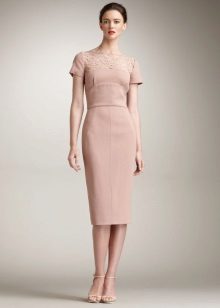 Beige Bagong Bow Dress Sa Skinny Skirt