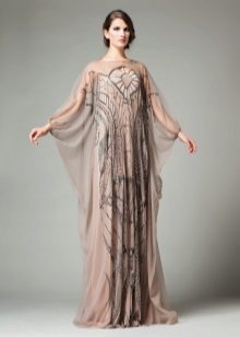 Banayad na Brown Maluwag Dress na may Bat manggas