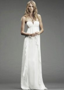 Mataas na waisted wedding dress na may bukas na neckline