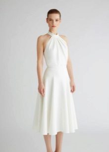 White A-Silhouette Knit Dress