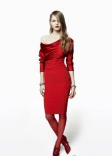 Red knit short dress