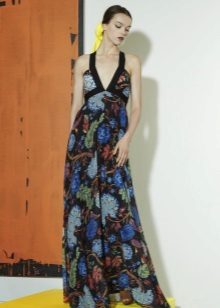 Knitted sundress with a floral print