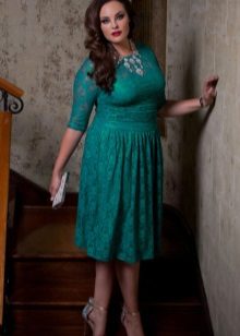 Green evening dress for full