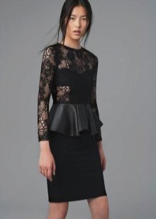 Dress na sinamahan ng katad at puntas