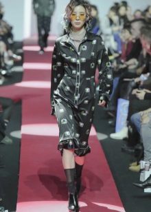 Autumn dress office na may print