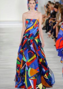 Mag-print strapless dress